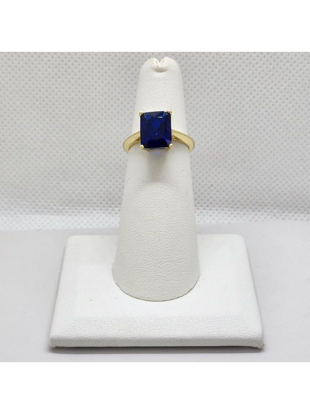 Brand New Sterling Silver 925 Blue Rectangle Gemstone Ring